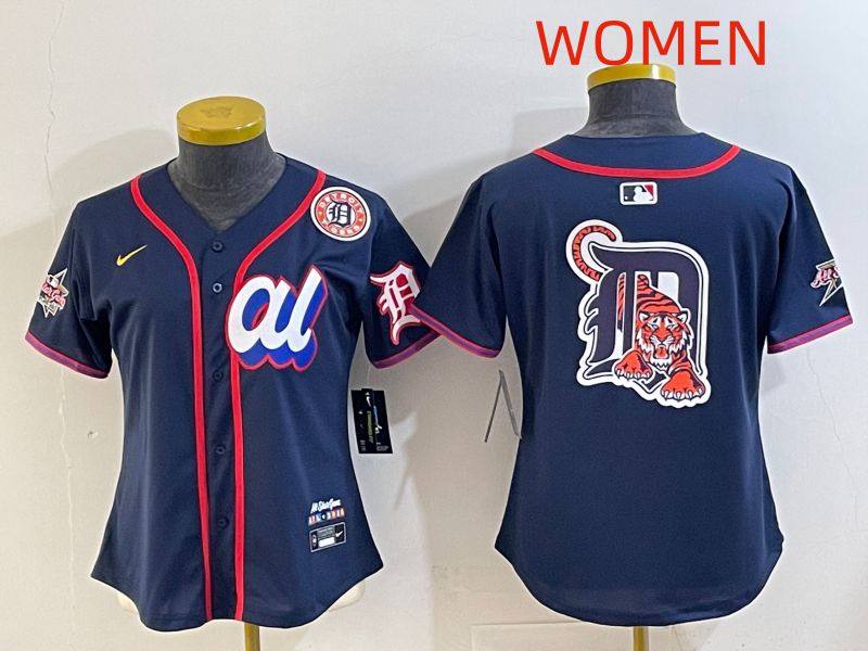 Women 2025 Detroit Tigers Blank Drak Blue All star Nike MLB Jersey style 01